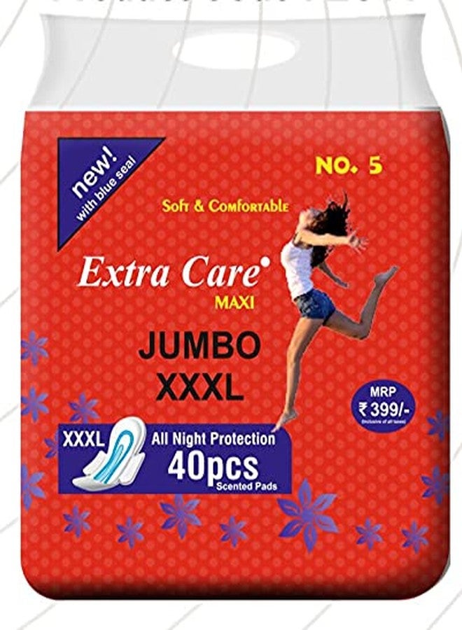 Extra Care Sanitary Pads Red Maxi for Women | Dry-net Soft & Comfortable Sanitary Napkins for Day & Night Protection 40 Sanitary Pad